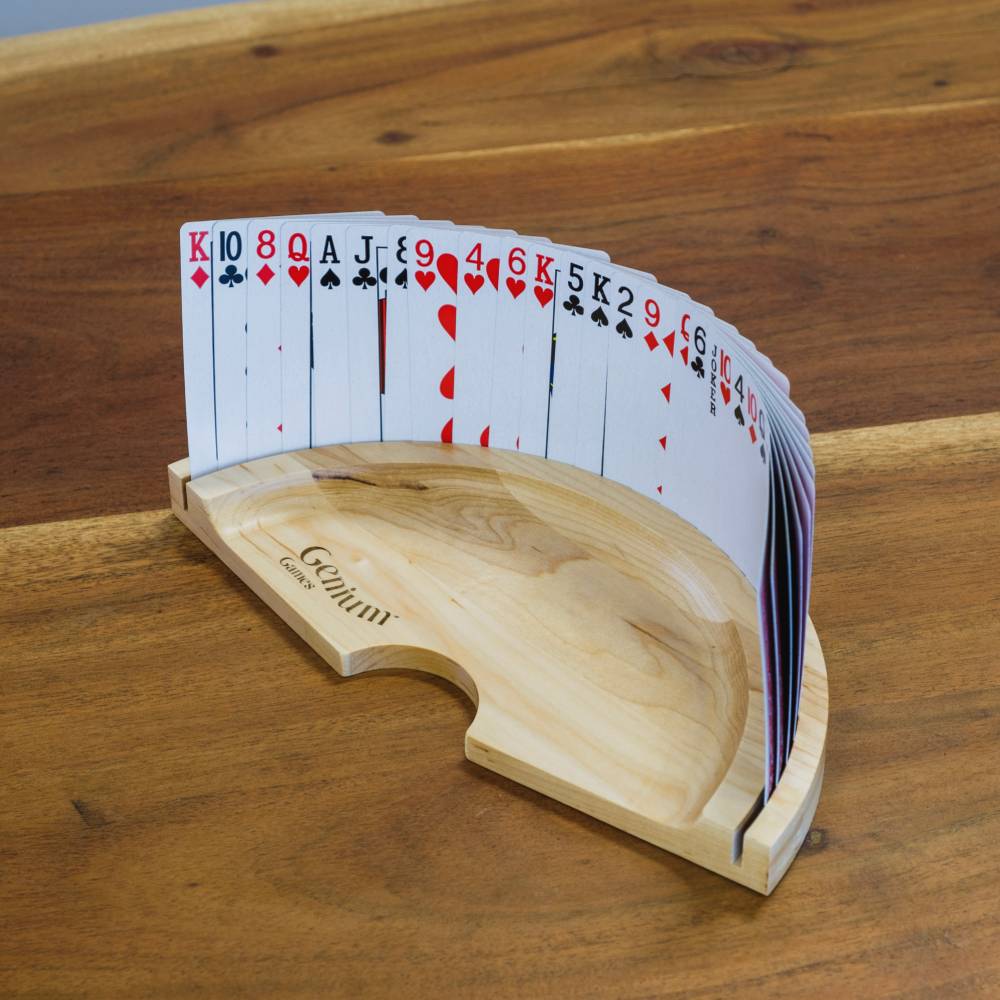 Single mapple wood card holder with cards